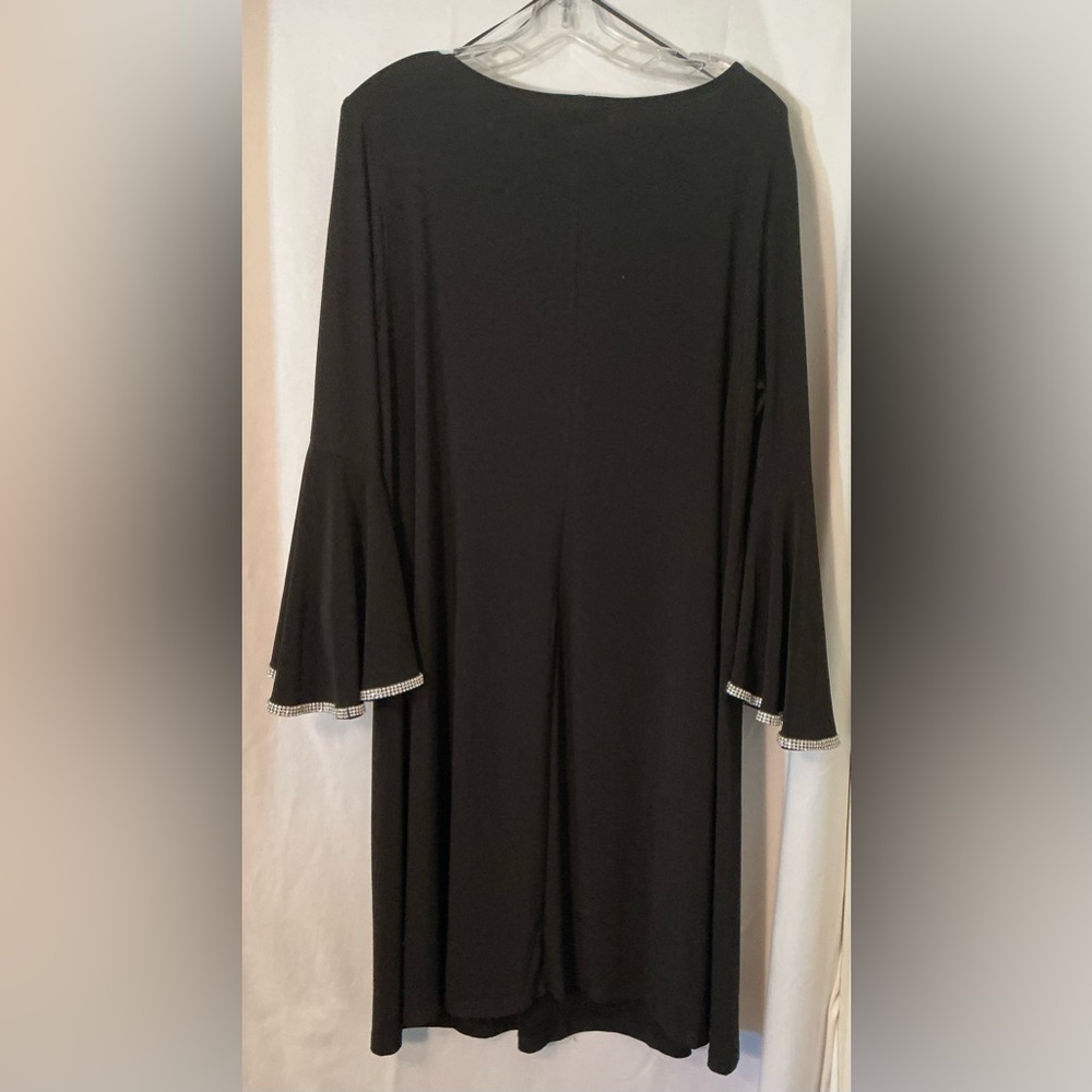 MSK Black Long-Sleeve A-Line Dress with Rhinestone Trim - Picture 7 of 8